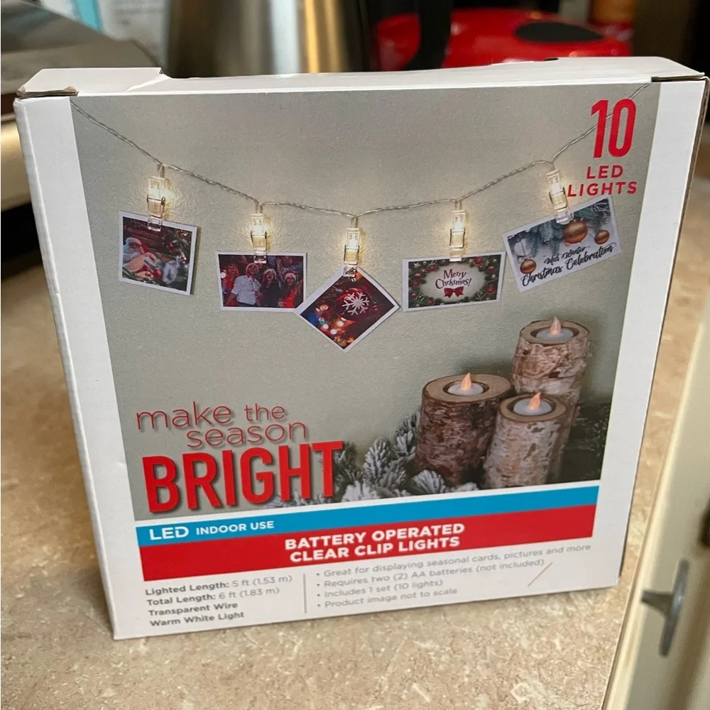 Battery Operated Clear Clip Lights Strand, NWT - Picture 4 of 5